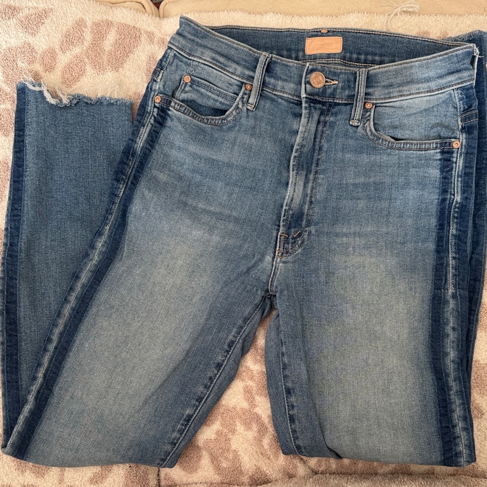 MOTHER stunner zip ankle step fray jeans